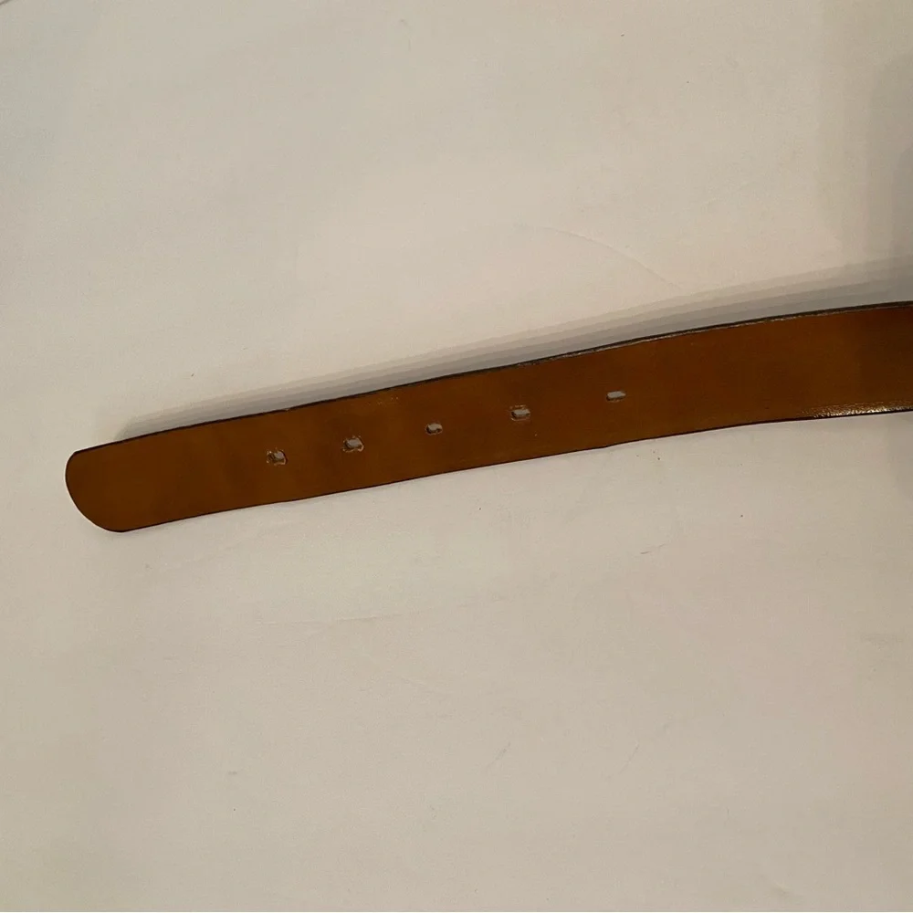 USA MADE MENS BELT BROWN CROC LOOK LEATHER IMPORTED PIG GOLD TONE BUCKLE 38